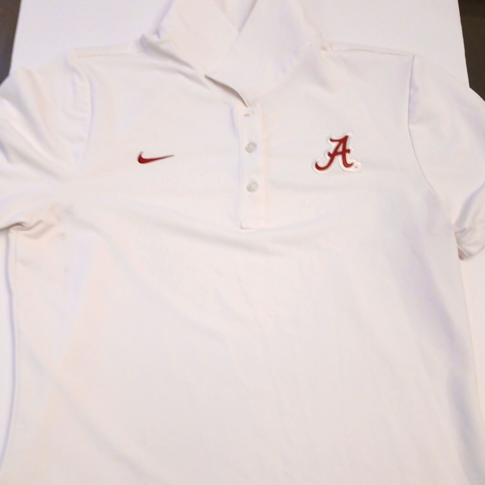 NIKE ALABAMA dry-fit team shirt | Size L | white/crimson embroidered logo